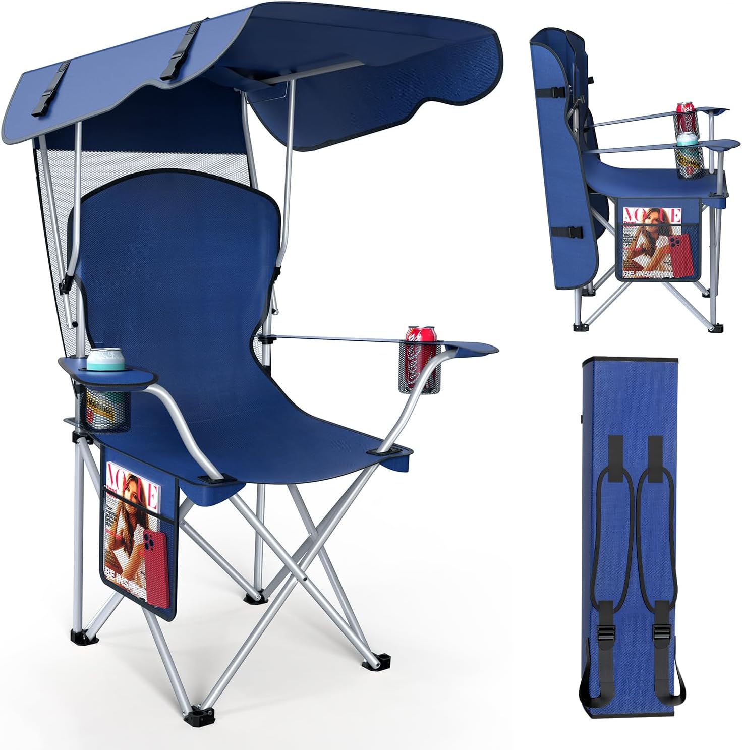 Portable Camping Chair with Canopy for Outdoor Comfort