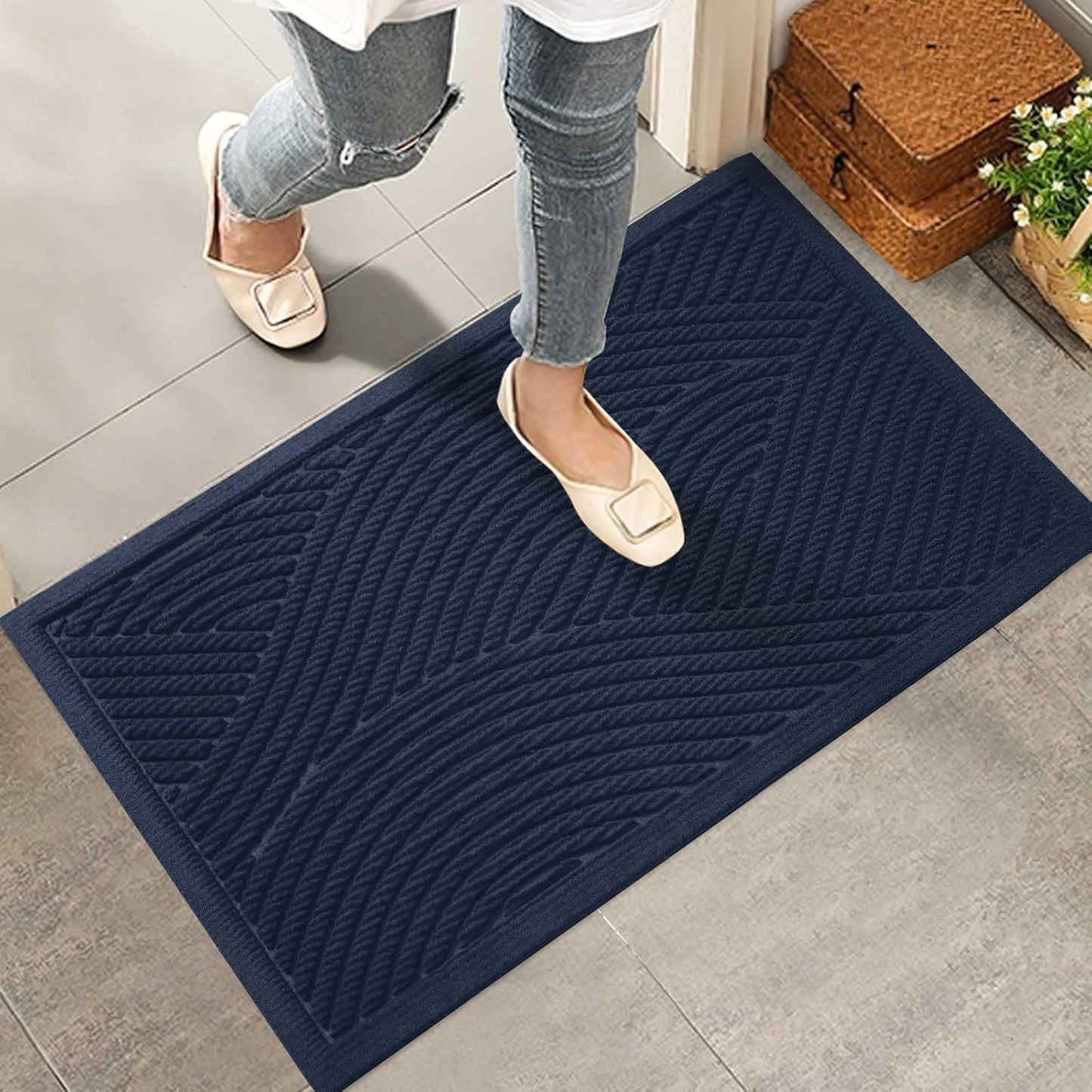 Sturdy Front Door Mat for Indoor Outdoor Use, Non-Slip Design