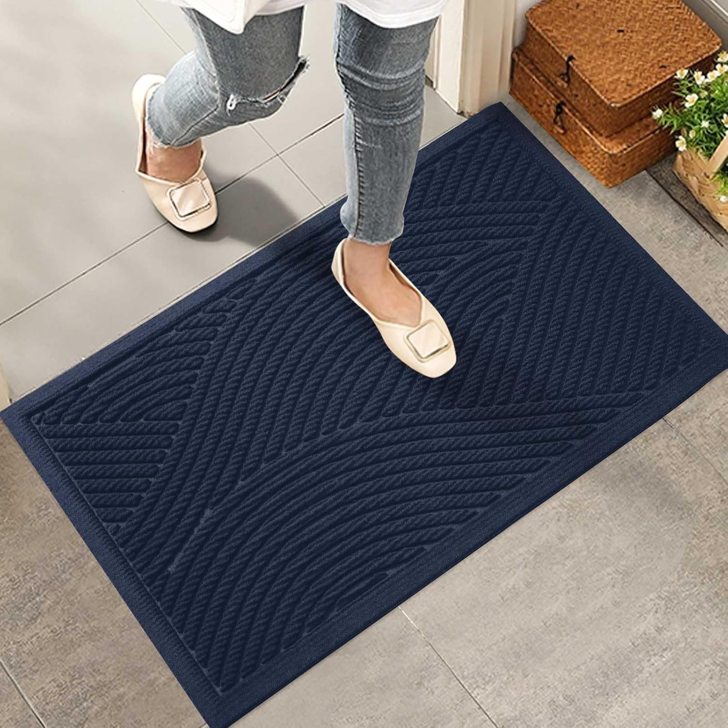 Sturdy Front Door Mat for Indoor Outdoor Use, Non-Slip Design