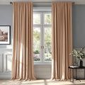 Blush Beige Velvet Blackout Curtains 52in x 90in - Thermal & Heavy