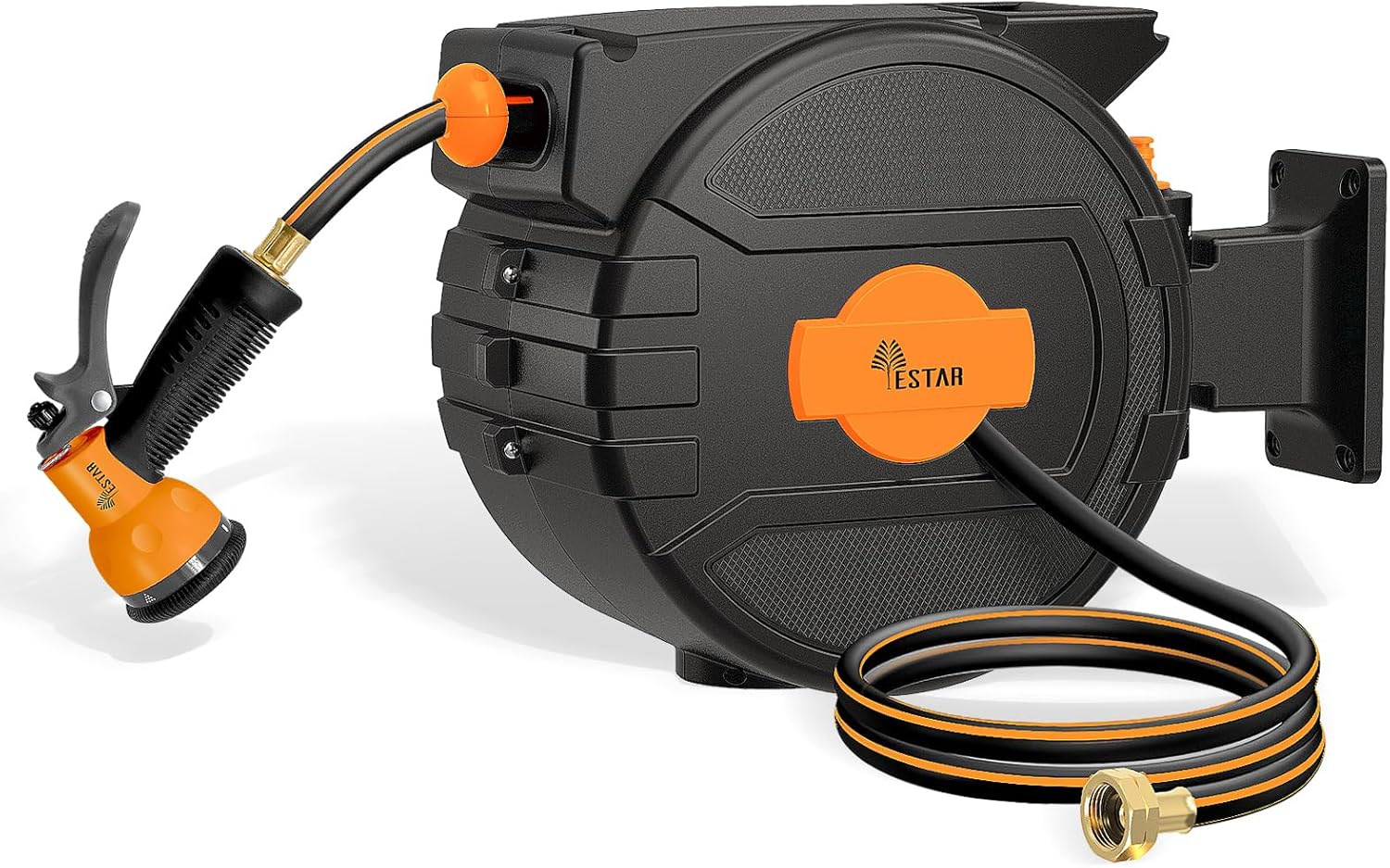 Retractable Garden Hose Reel with 82 ft Hose and 7 Nozzles