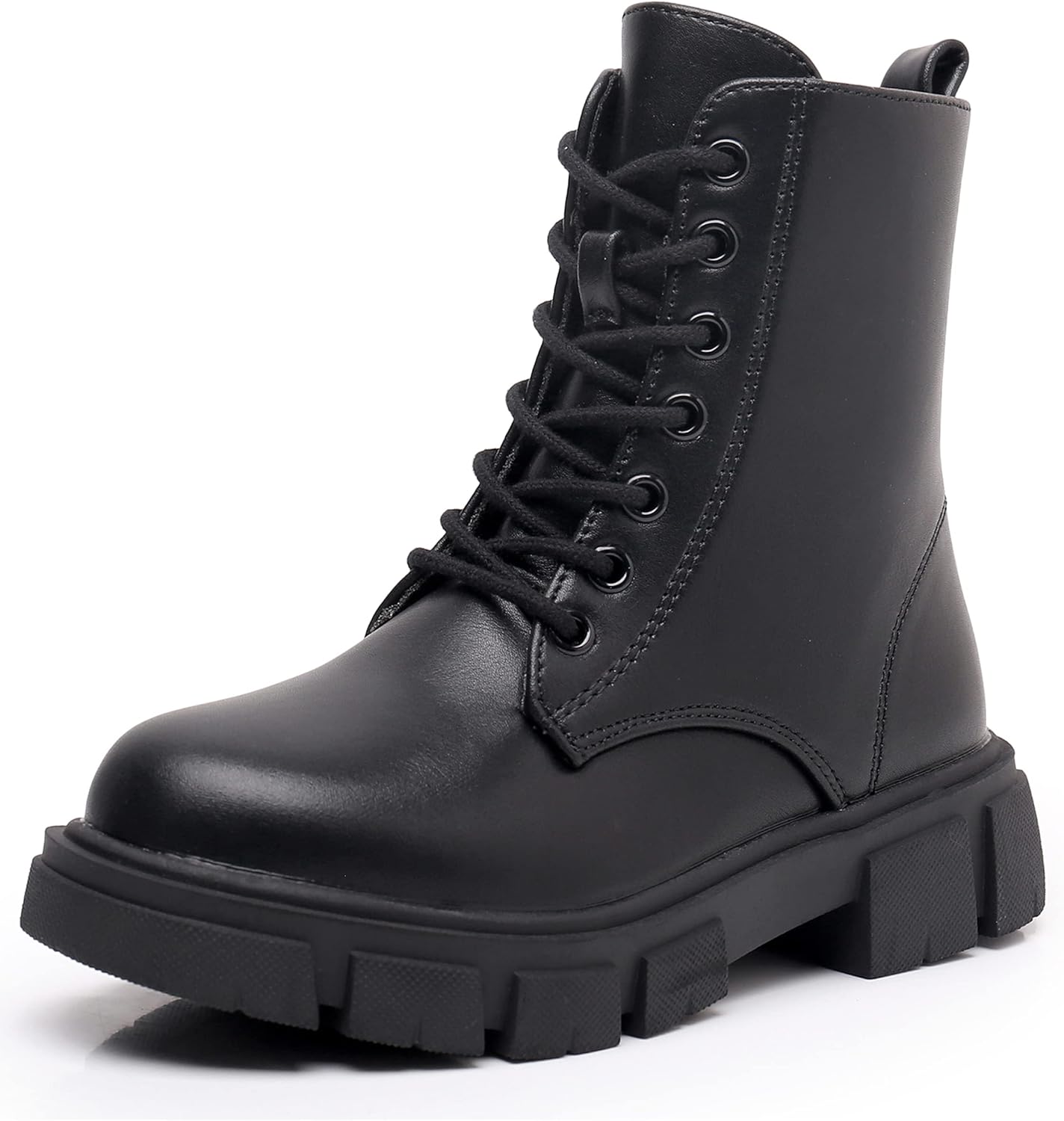 Apakowa Girls Combat Boots with Side Zipper for Easy Wear