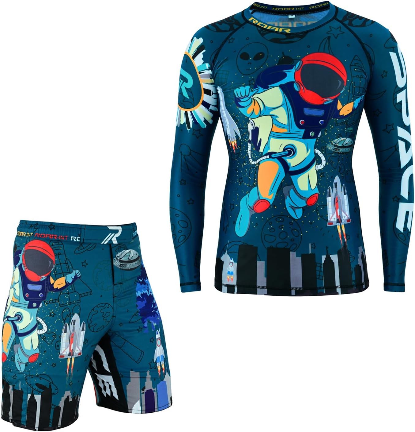 ROAR-INT Kids MMA Rash Guard & BJJ Shorts Set for Training