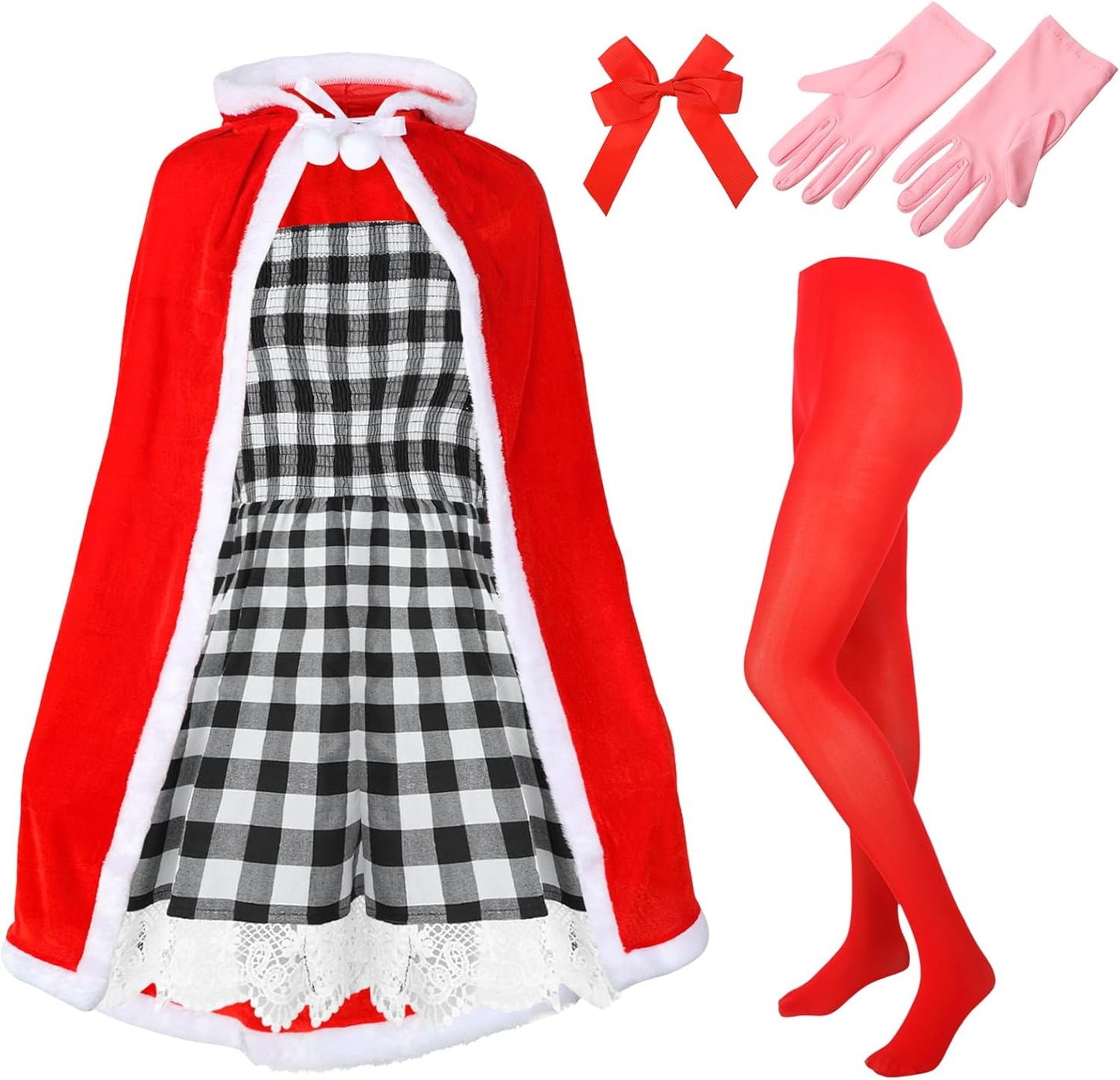 Xuhal Set of 5 Pcs Christmas Costume for Women with Cape