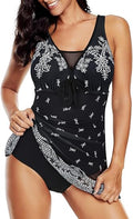 Womens Mesh Swimdress One Piece Swimsuit - Tummy Control Slimming