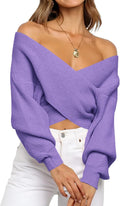 Off The Shoulder Sweater Cropped Wrap V Neck - Versatile