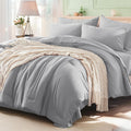 Light Grey Queen Comforter Set 7 Pieces - All Season Bed in a Bag