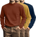 Plus Size Men's Mock Turtleneck 3-Pack Long Sleeve Shirts