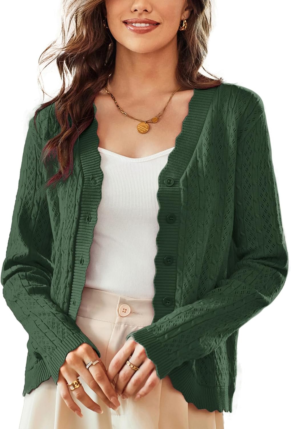 KANCY KOLE Women's Long Sleeve Cropped Cardigan for All Seasons