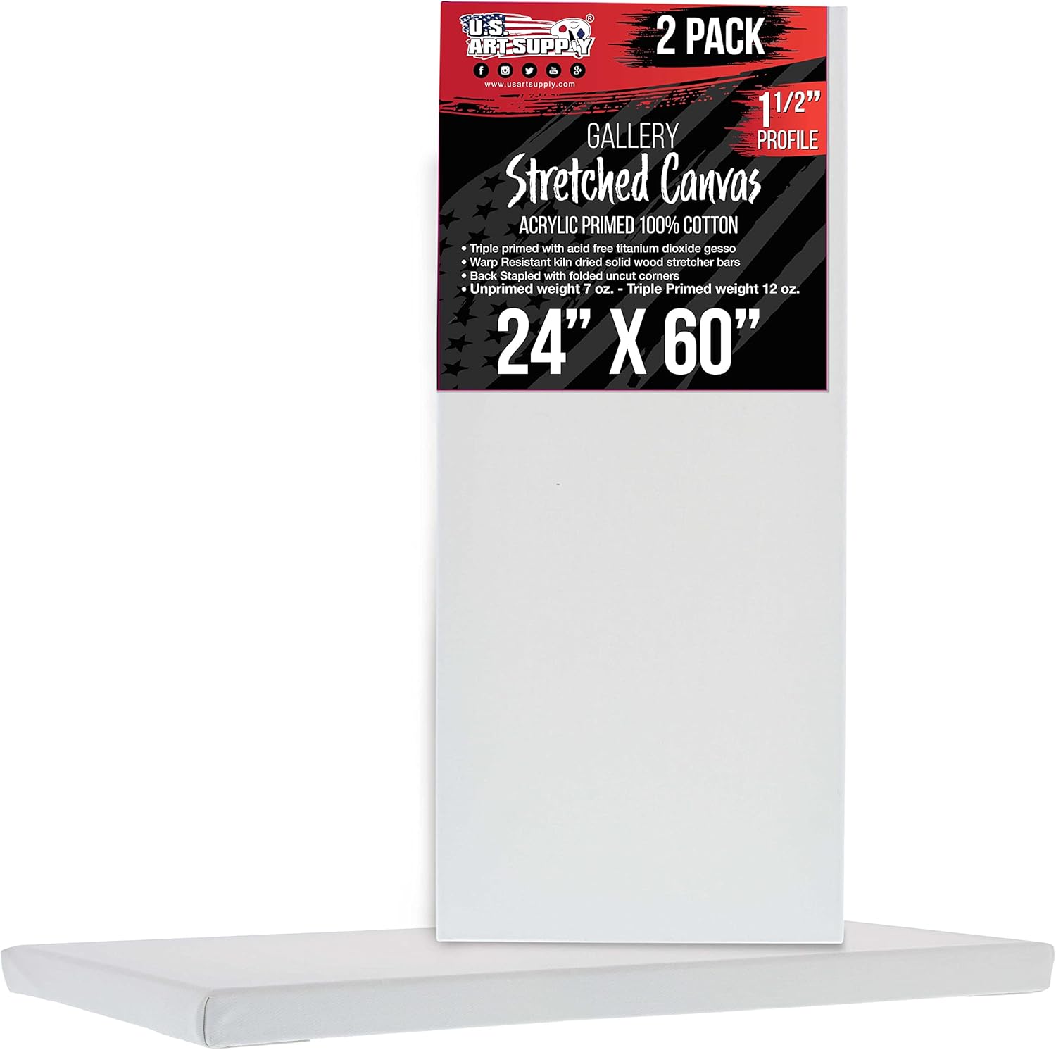 X-Large Stretched Canvas for Painting 24x60 inch - 2-Pack
