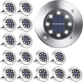 Solar Ground Lights Outdoor 16 Pack 8 LED - Durable Waterproof Pathway