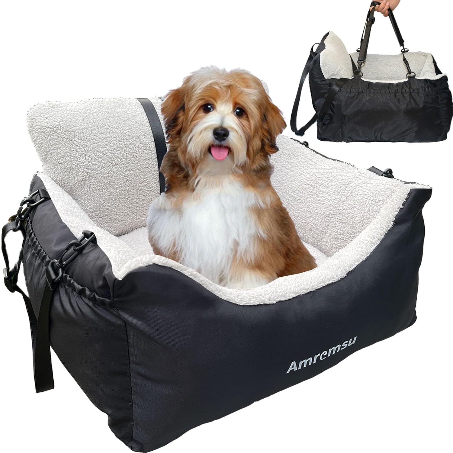 Ultra Soft Washable Dog Car Bed with Clips & Handles