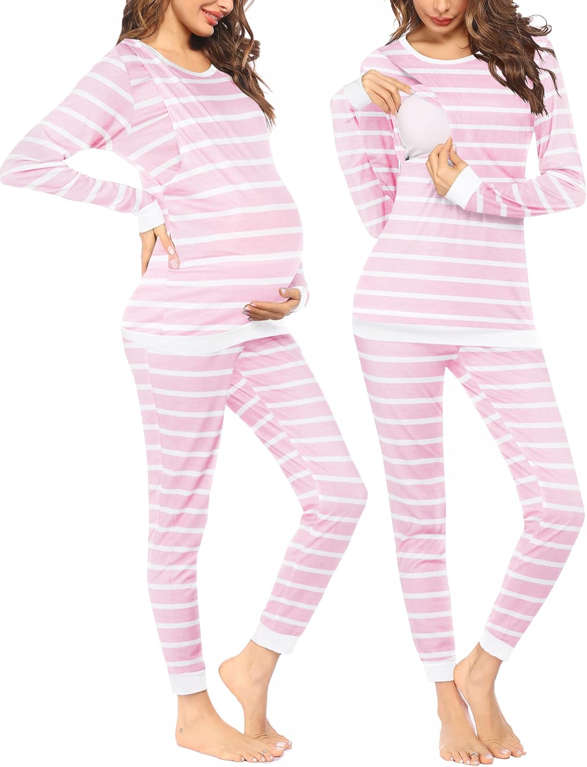Ekouaer Nursing Pajama Set for Cozy Breastfeeding Comfort