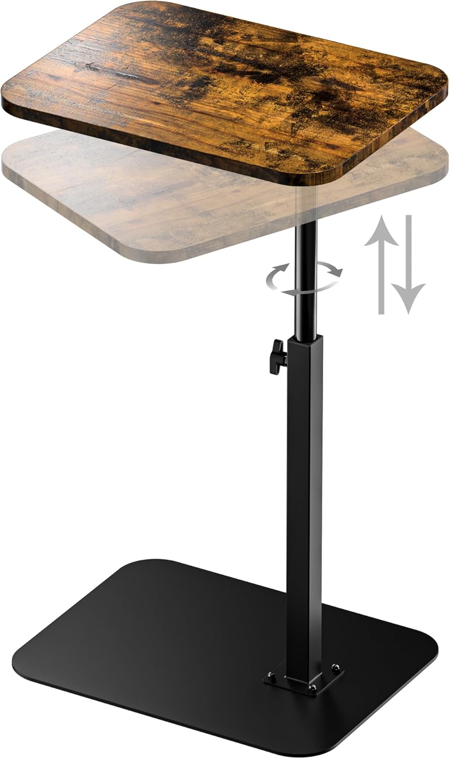 Swivel C-Shaped Sofa Tray - Adjustable Height, Heavy Duty Metal Base