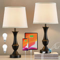 Touch Table Lamps Set of 2, 22in Tall Bedside Lamps - USB C+A Ports