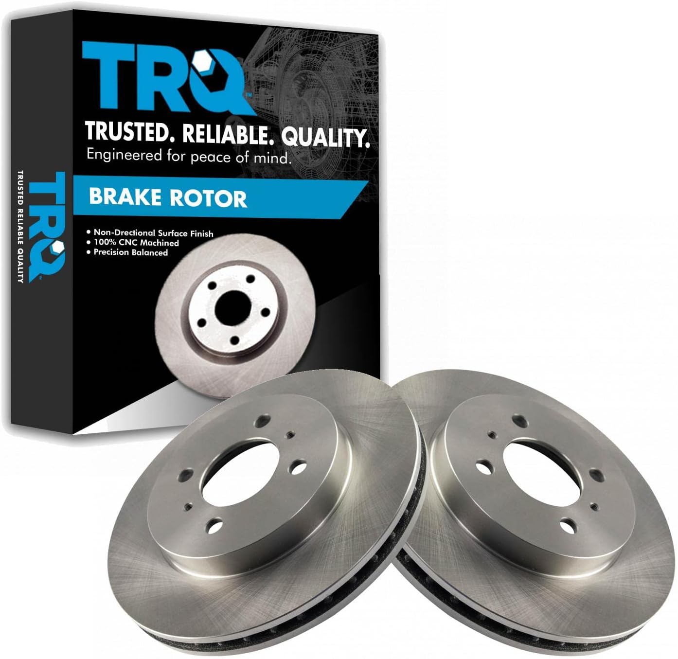 TRQ Front Brake Rotors Set Vented for Mitsubishi Lancer & Mirage