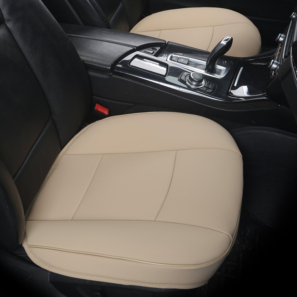 Premium PU Leather Car Seat Protector - Comfort & Style for 90% Vehicles - Beige