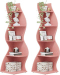 5-Tier Corner Shelf Pink - Compact Wall Corner Bookcase (2PCS)