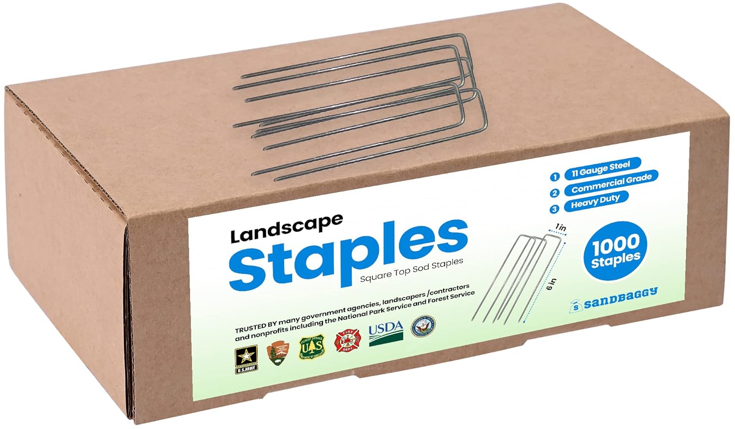 Sandbaggy 1000 Count 6in Landscape Staples for Tough Jobs