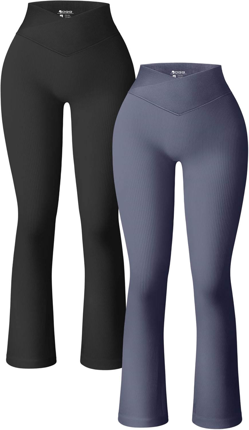 OQQ Women's 2 Piece Yoga Pants Ribbed Seamless High Waist Leggings