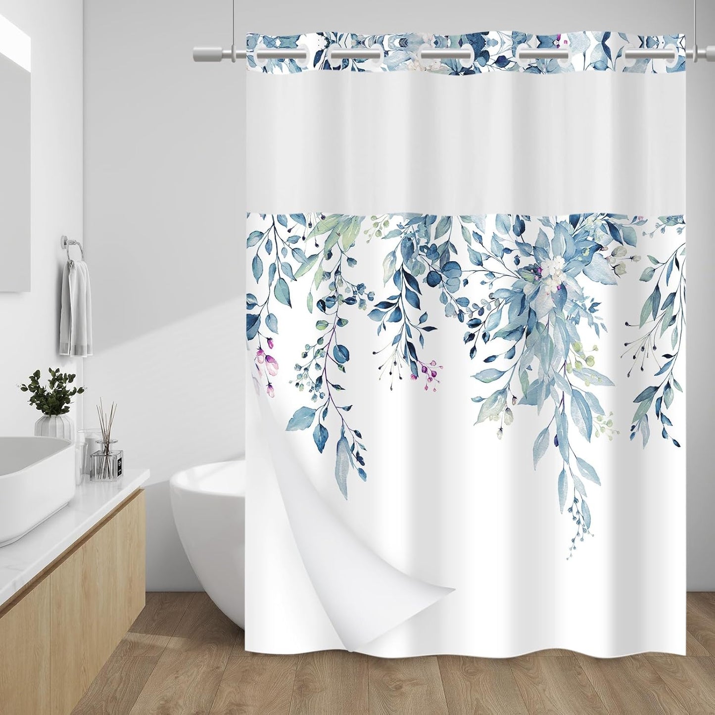 Modern Eucalyptus Shower Curtain Set - WITHLOC