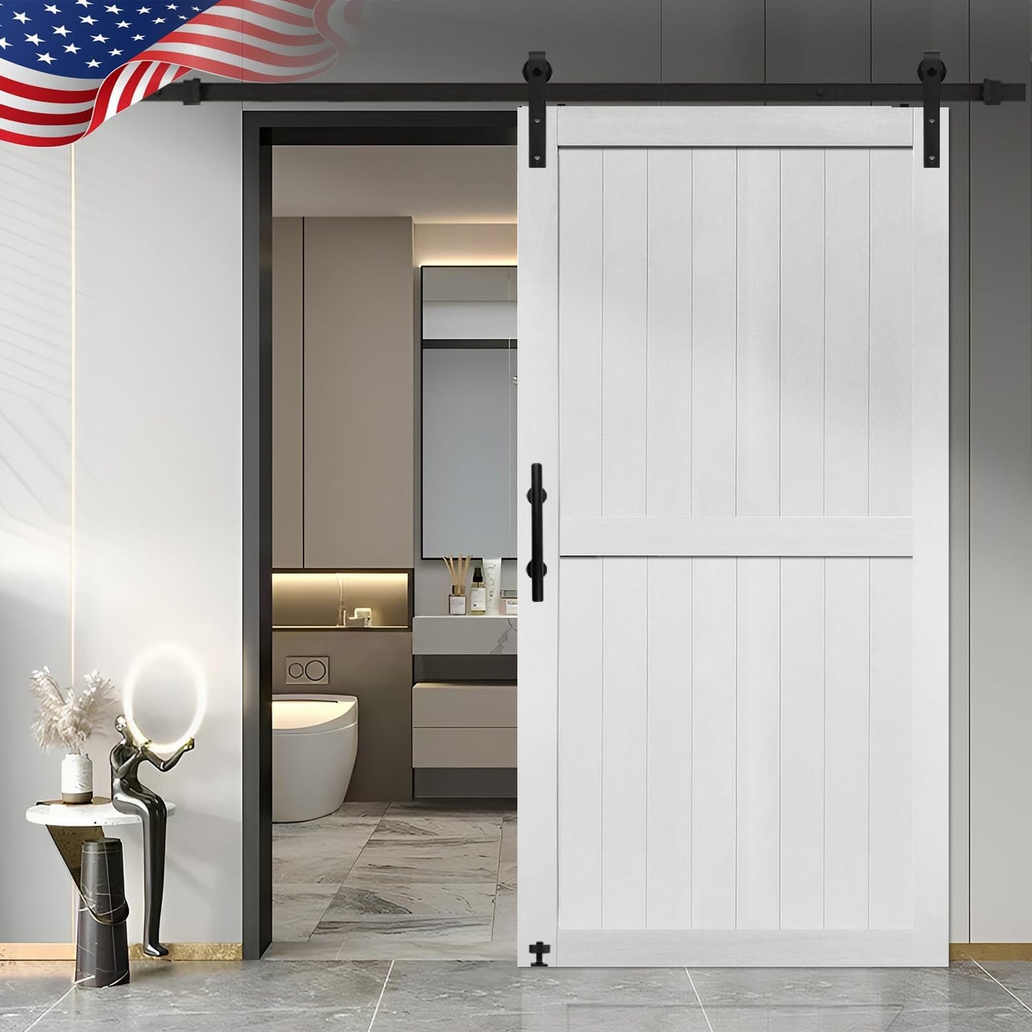 40in x 84in MDF Barn Door with Sliding Hardware Kit for Home