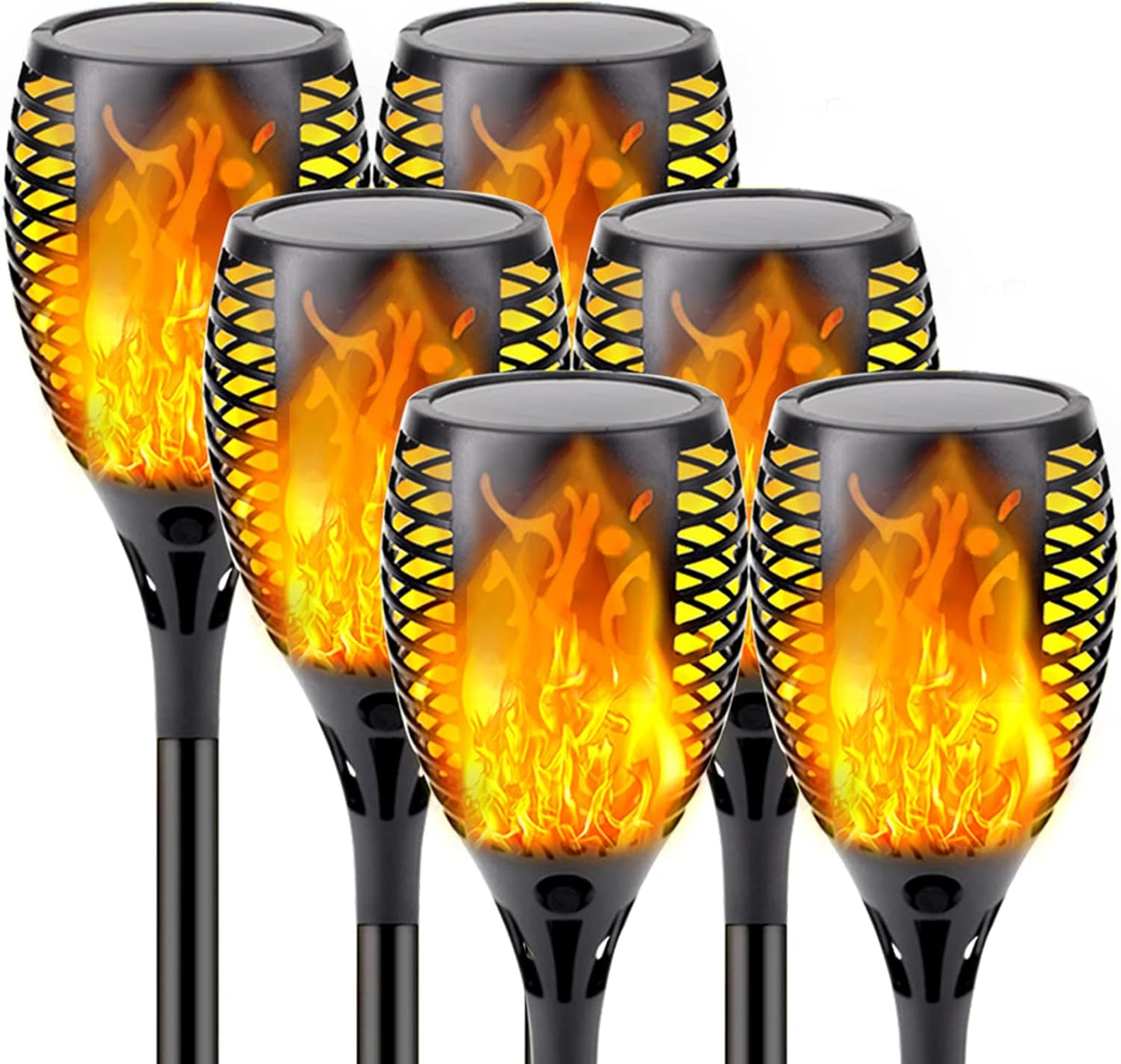Upgraded Solar Torch Lights for Halloween Decor - 6 Pack