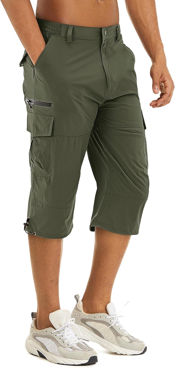 TACVASEN Men's Capri Pants Quick Dry Cargo Hiking Shorts