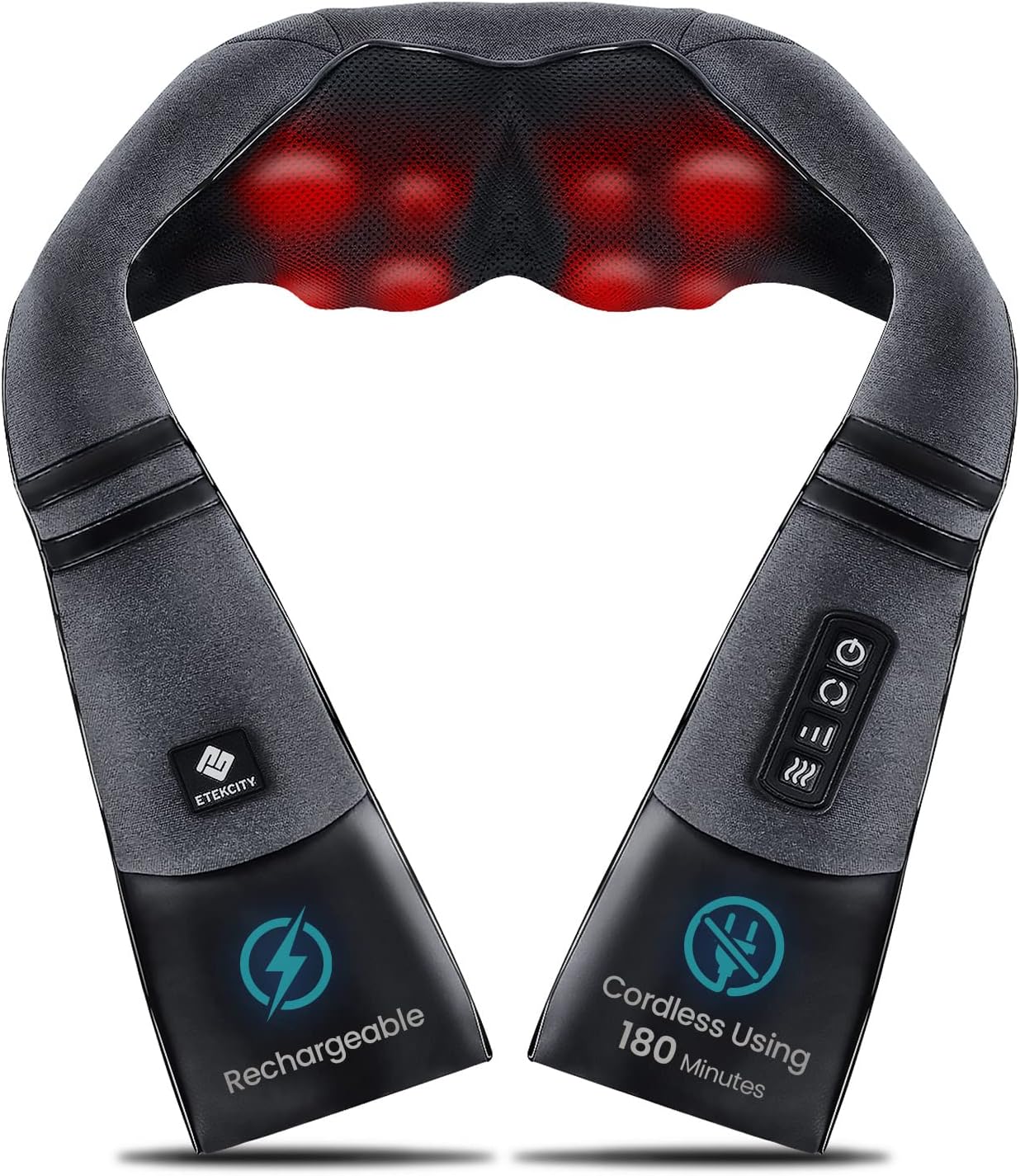 Etekcity Cordless Neck & Back Massager with Heat for Relief