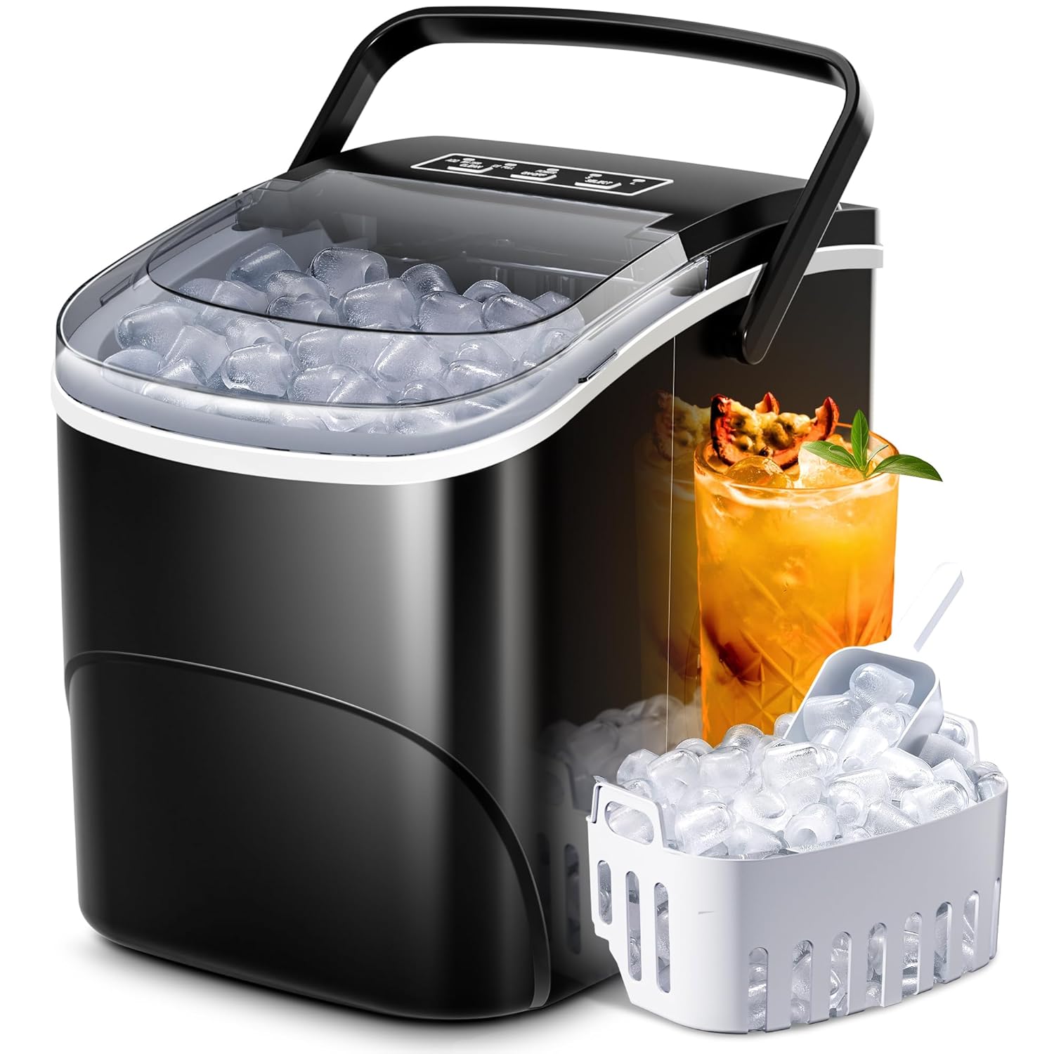 Crzoe Ice Makers Countertop with Carry Handle for Home Use