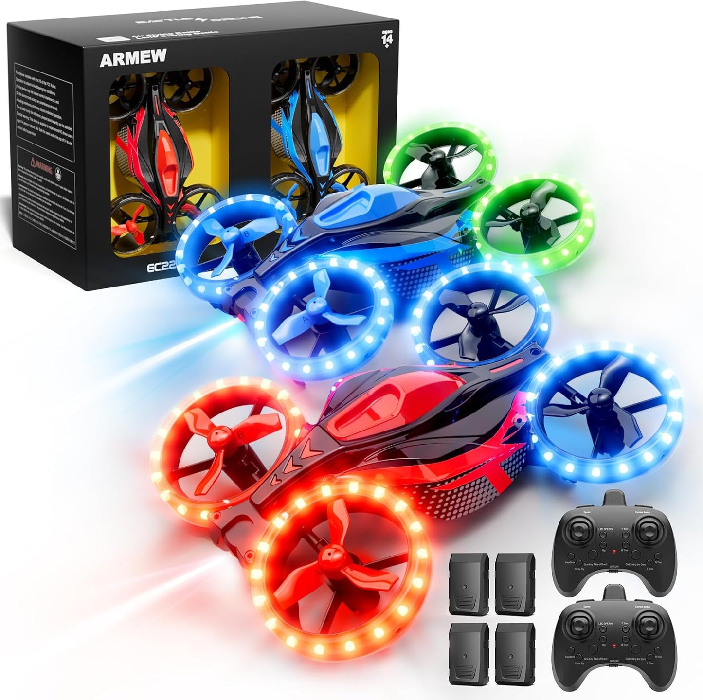 ARMEW 3in1 Battle Drone: LED Lights, 3D Flip, Altitude Hold