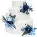 Navy Blue Pre-made Cake Flowers 3Pcs Set - Elegant Cake Toppers
