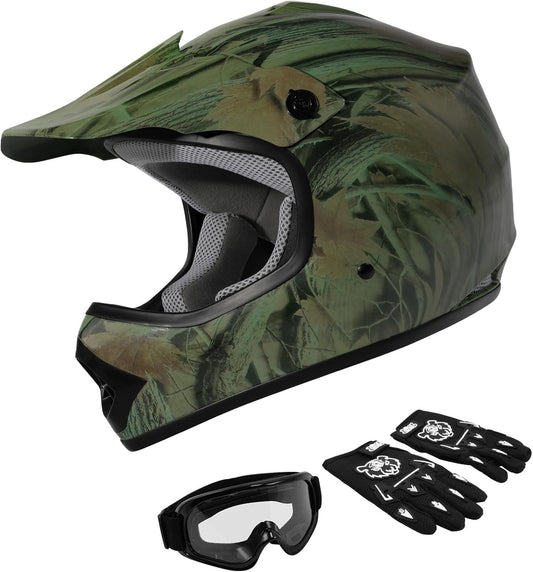 TCMT Youth Motocross Offroad Helmet with Goggles and Gloves