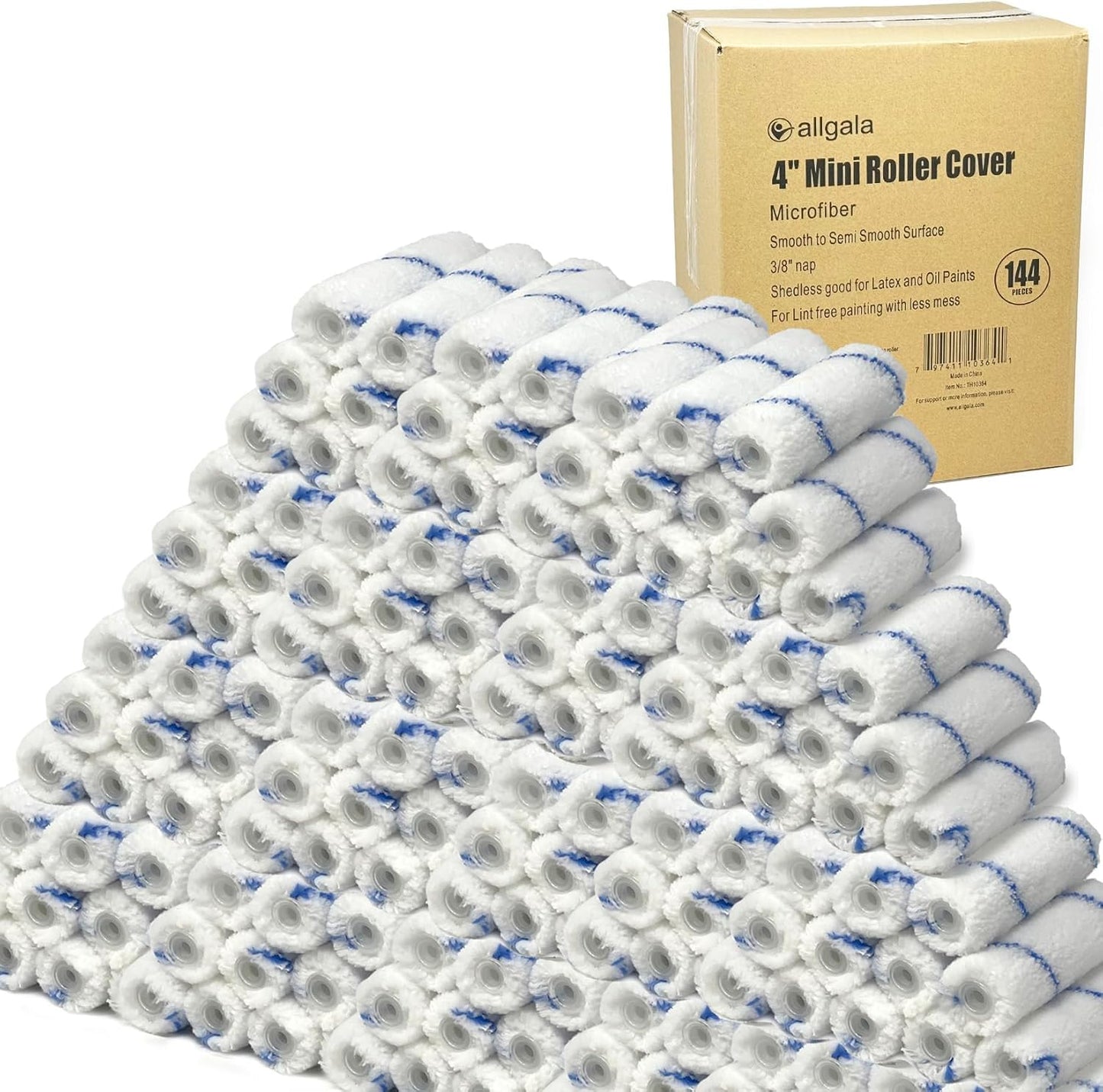 Allgala Mini Paint Roller 144 Pack for Smooth Painting Projects