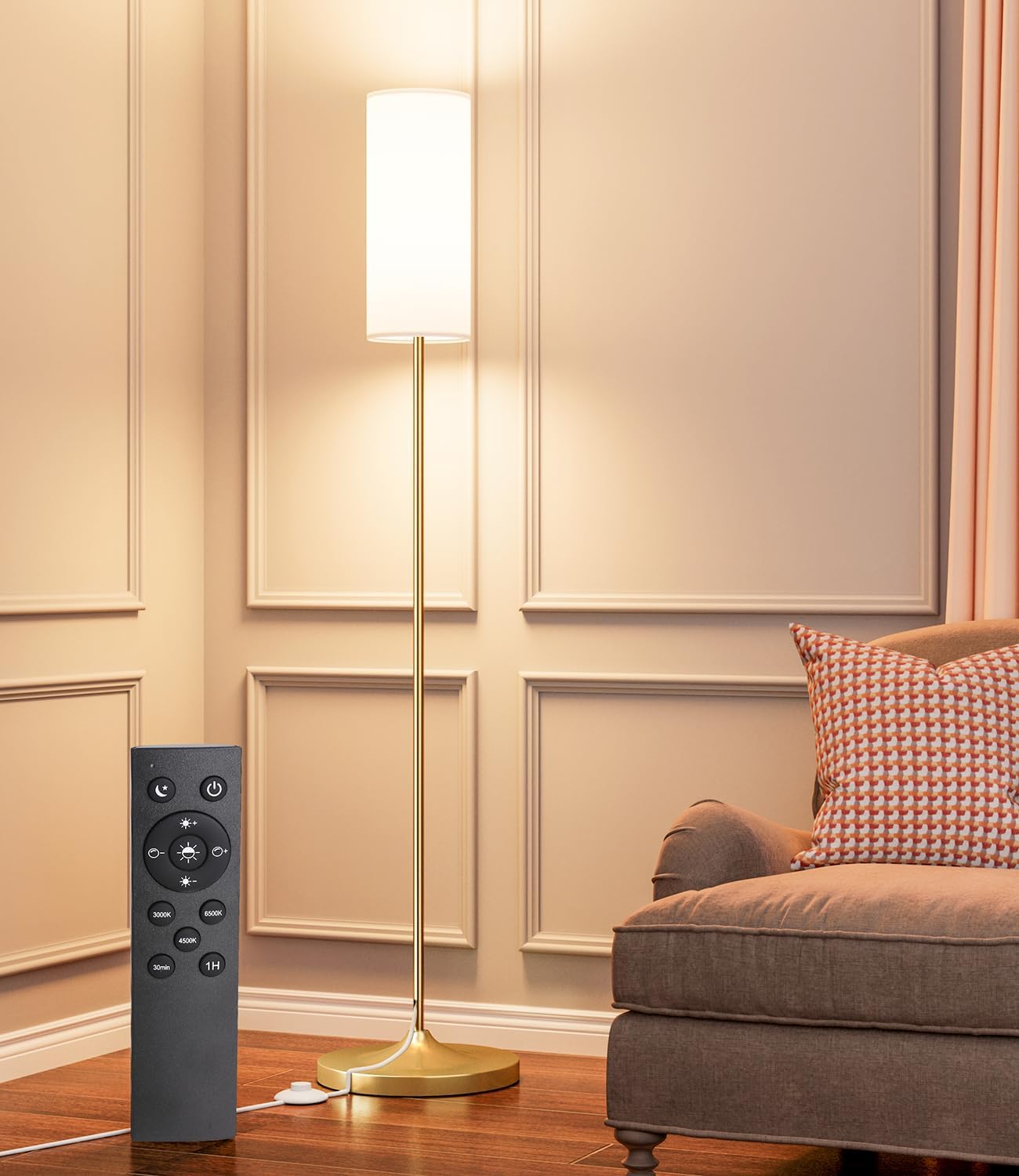 Luckystyle LED Floor Lamp for Living Room with Remote Control