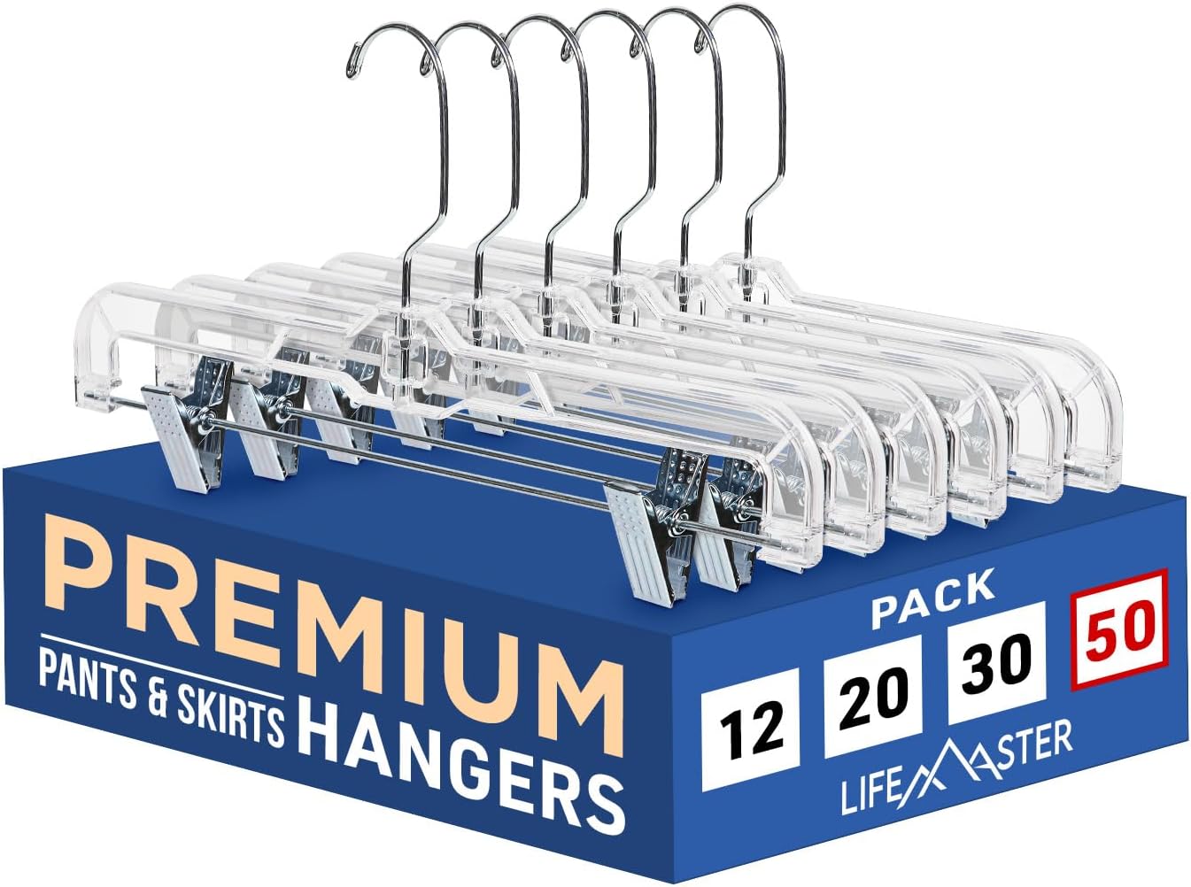 Clear Plastic Hangers - 50 Pieces for Closet Organization