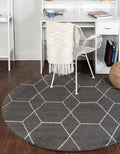 Unique Loom Trellis Frieze Area Rug 12 ft Round Dark Gray/Ivory