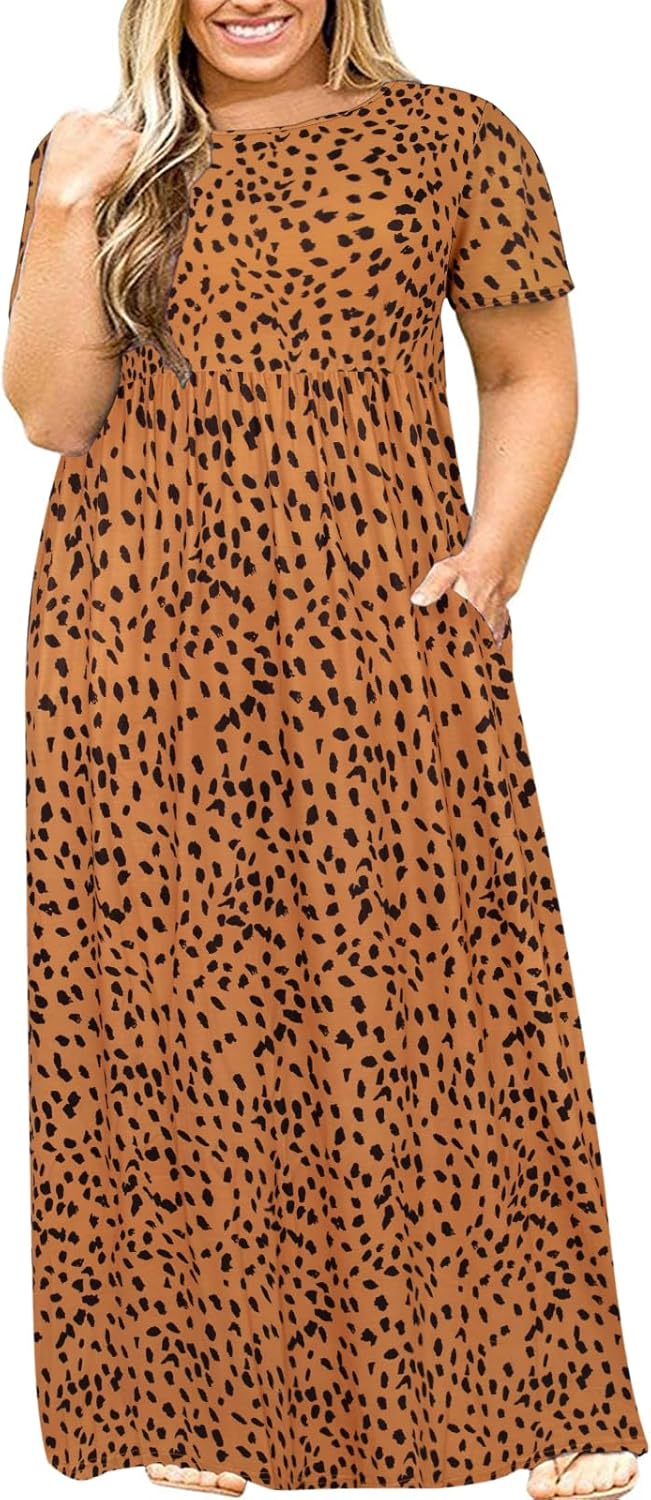 Kancystore Women's Plus Size Maxi Dress with Pockets for Summer
