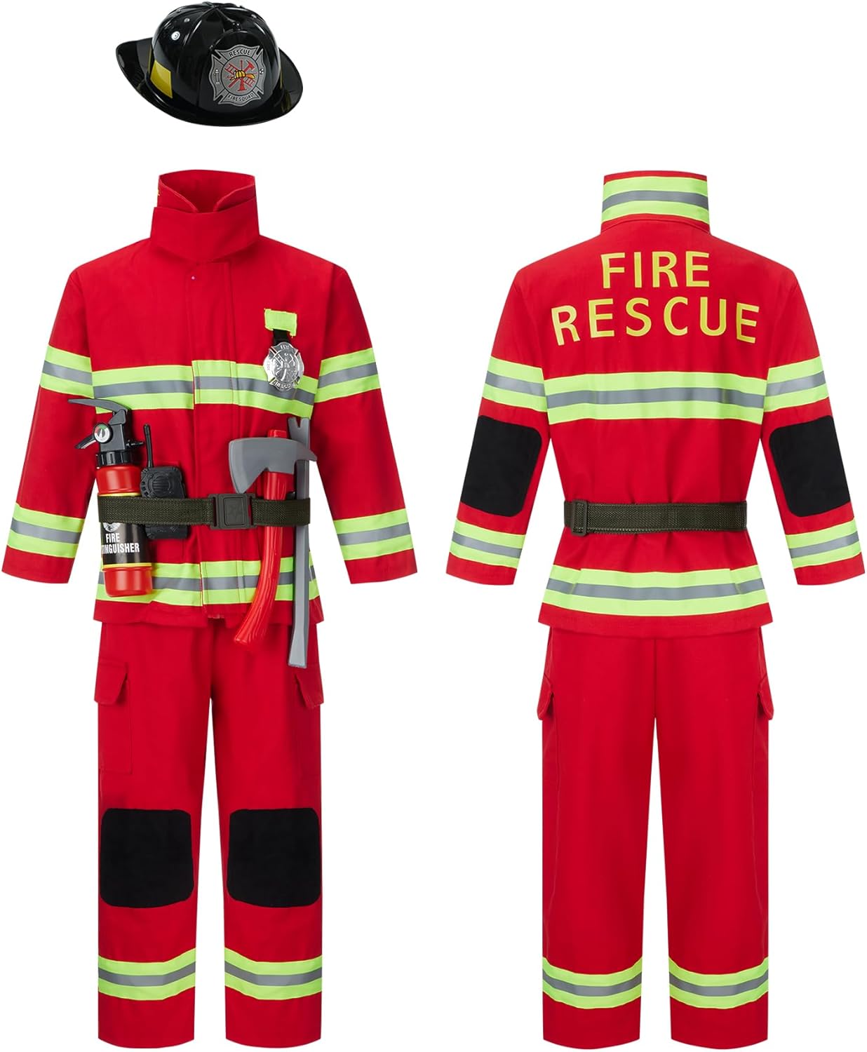 Firefighter Costume for Kids - Complete 9pcs Outfit Set