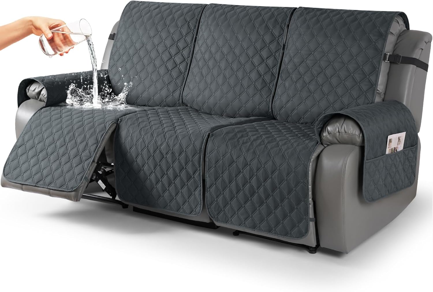 100% Waterproof Recliner Covers for Pets and Kids - Dark Gray