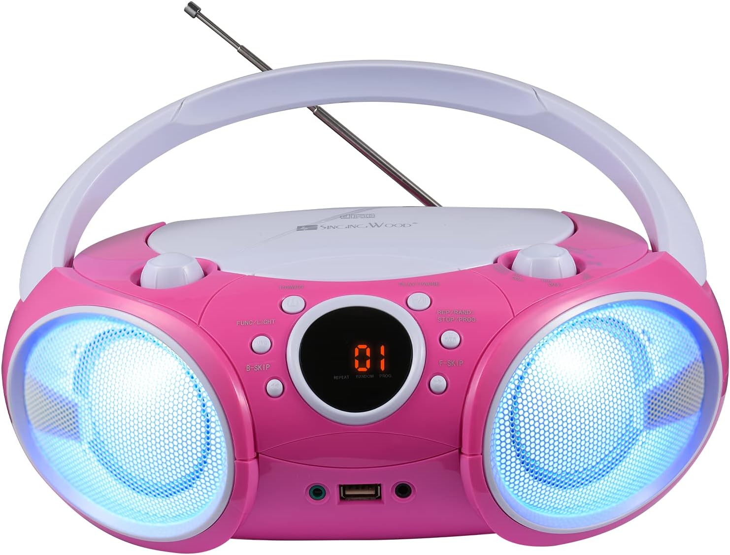 SINGING WOOD Portable CD Player Boombox with Bluetooth and USB