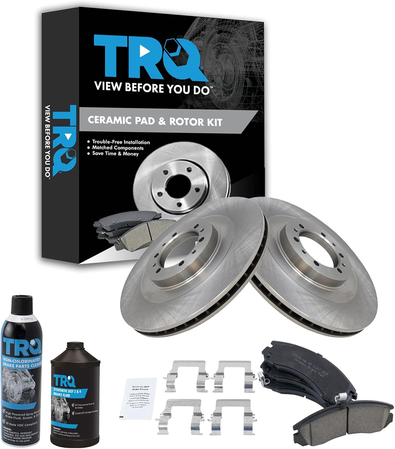 TRQ Front Brake Pad & Rotor Kit for 2000-2004 Mitsubishi Montero Sport