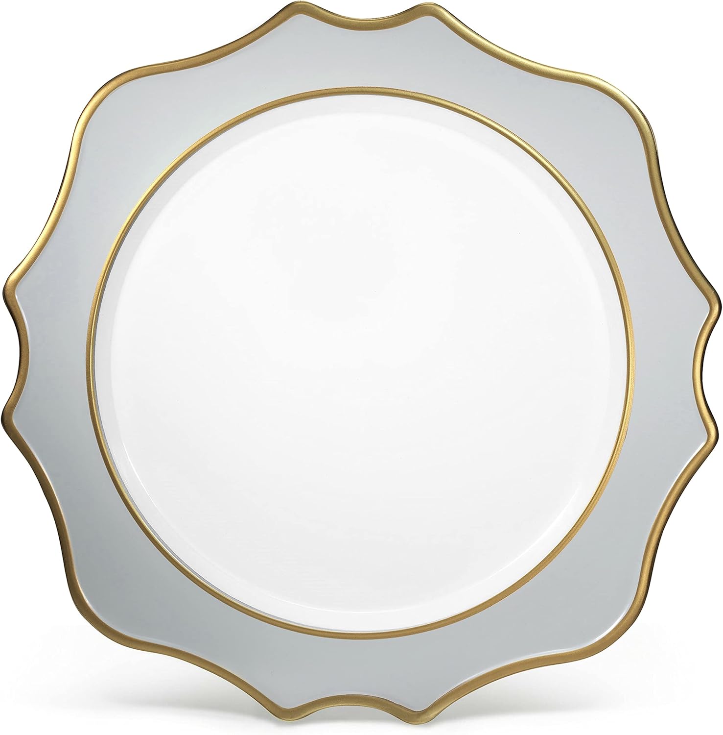Set of 10 Elegant 13 Wedding Charger Plates - Dolphin Gray & Gold