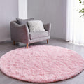 Pink Round Rug Ultra-Soft Plush 6x6 Circle Area Rug - Cozy Shag Carpet