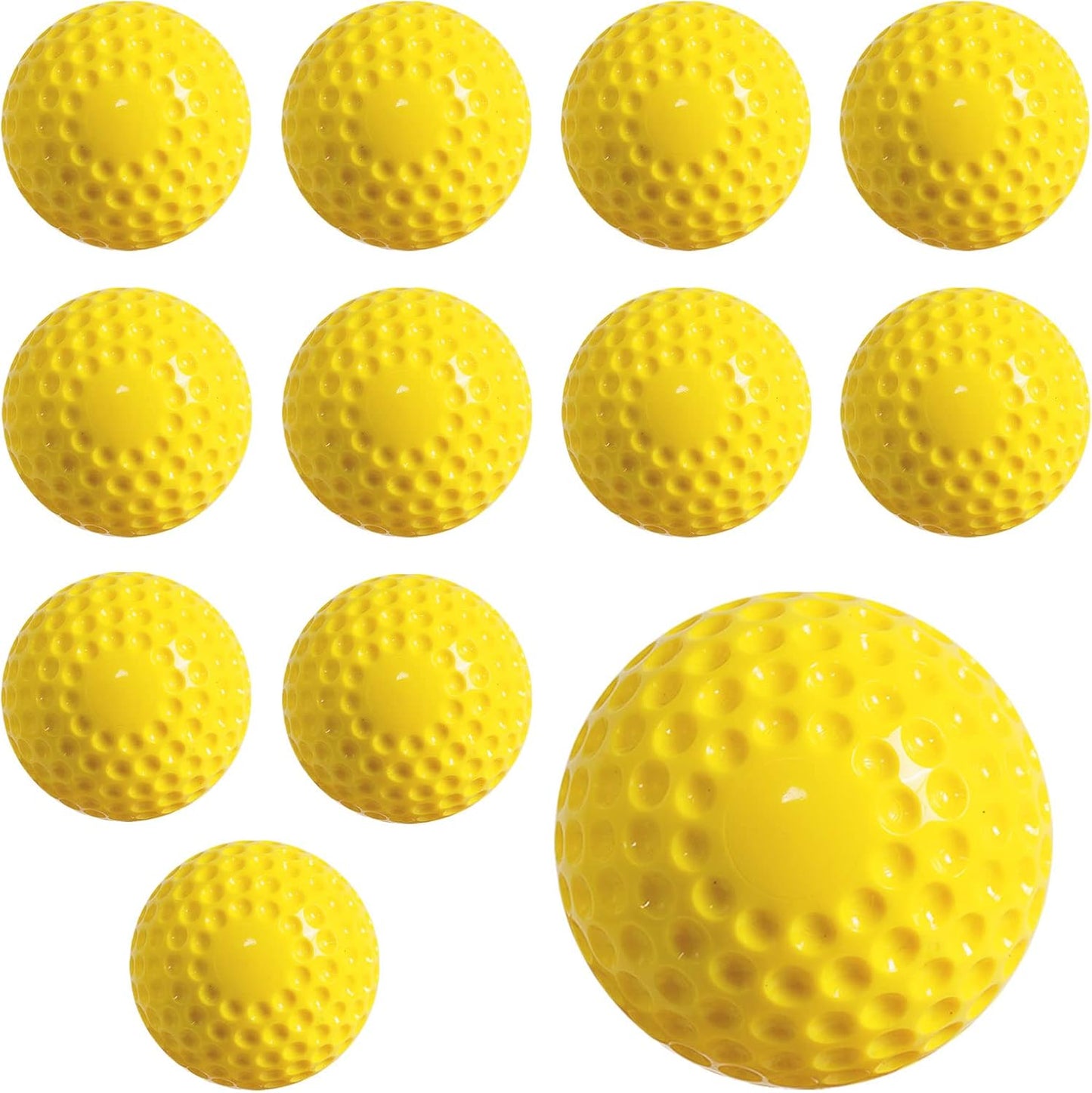 12 Pcs Yellow Dimpled Softballs for Indoor and Outdoor Practice