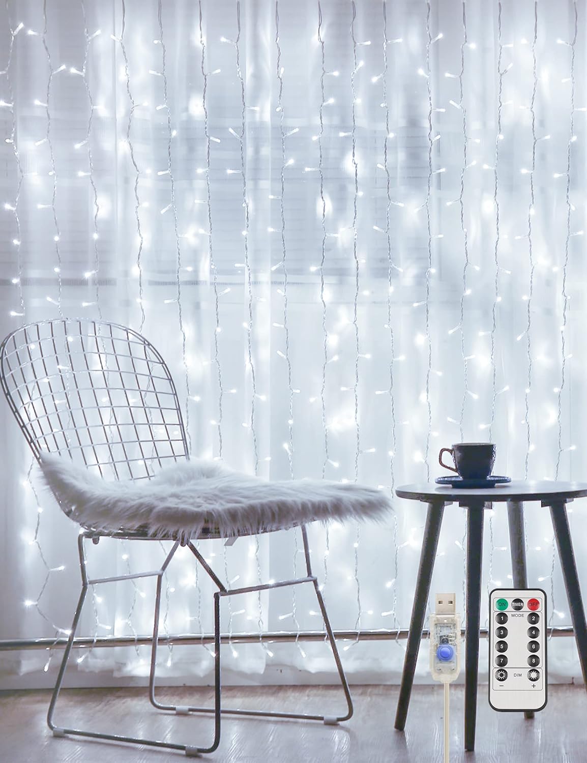 Suddus 200 LED Curtain Lights - Remote Control, 8 Modes, Timer - Perfect for Weddings, Parties!