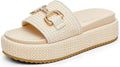 Coutgo Womens Raffia Platform Espadrille Sandals - Casual Beach Style