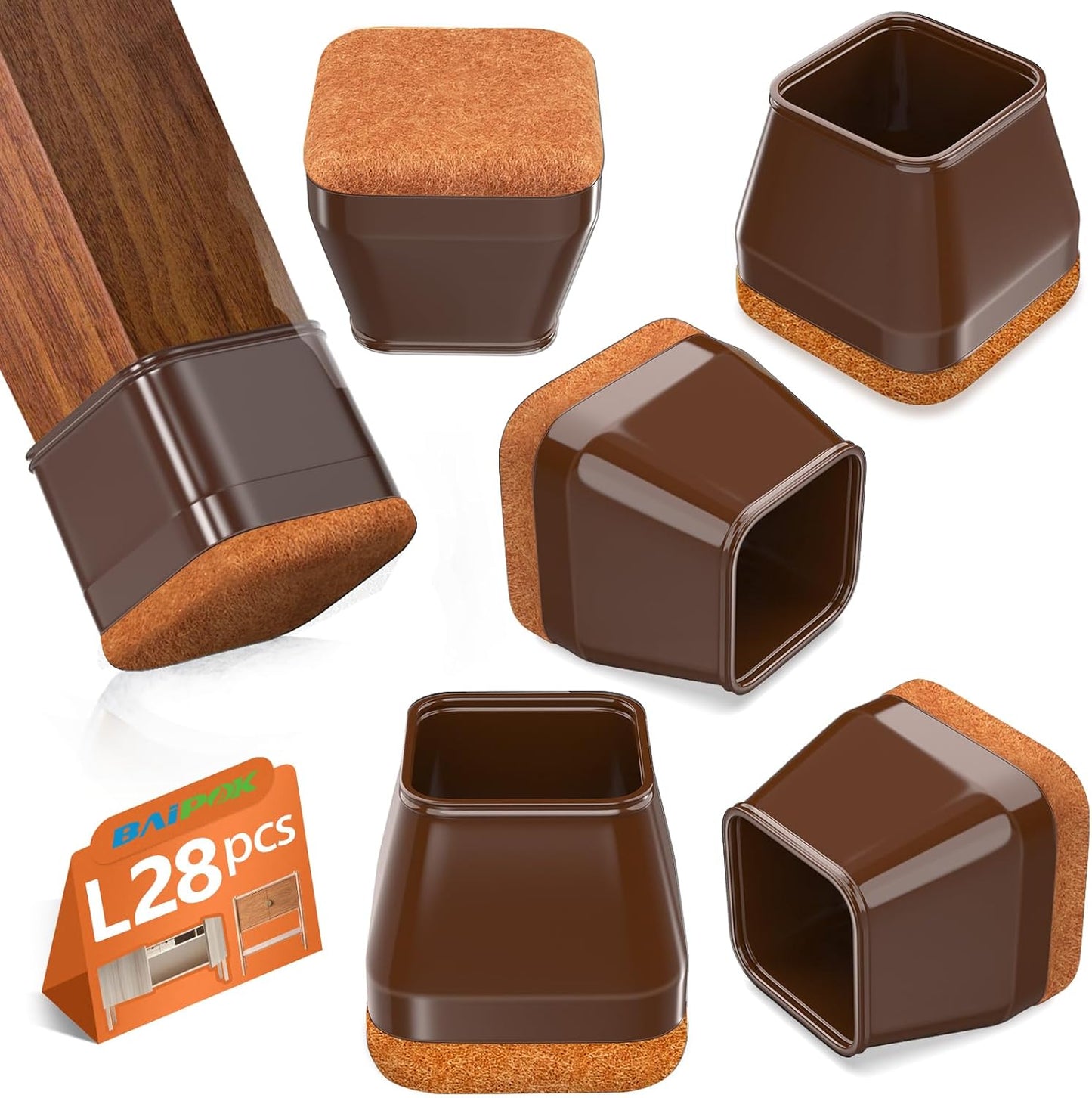 BAIPOK Silicone Chair Leg Protectors - Prevent Scratches & Reduce Noise on Hardwood Floors!