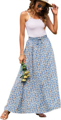 Bluetime Women Flowy Long Skirts - Flattering Summer Pleated Maxi