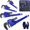 Pipe Wrench set 8ft 10ft 14ft 18ft Adjustable Jaw Wrenches - Durable